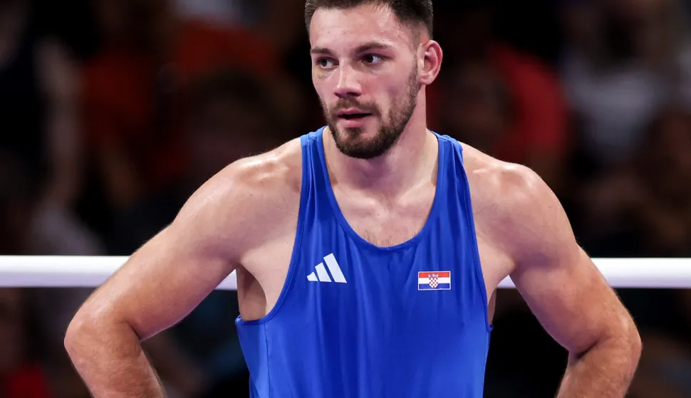 02.08.2024., Pariz, Francuska - XXXIII. Olimpijske igre Pariz 2024. Boks, cetvrtfinale muskarci -80kg, Gabrijel Veocic, Hrvatska - Cristian Javier Pinales, Diminikanska Republika. Na fotografiji: Gabrijel Veocic Photo: Igor Kralj/PIXSELL