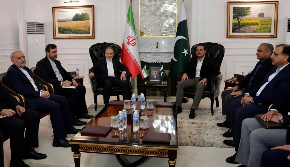 This handout photo released by the Iranian Foreign Ministry on April 25, 2026 shows Pakistan's Army Chief and Field Marshal Syed Asim Munir (3rd R) meeting with Iran's Foreign Minister Abbas Araghchi (3rd L) upon his arrival in Islamabad. US envoys headed to the Pakistani capital on April 25 in a bid to kickstart a new round of peace negotiations with Iran amid a fragile ceasefire, though the prospect of direct talks remained uncertain. (Photo by Iranian Foreign Ministry/AFP)/XGTY/RESTRICTED TO EDITORIAL USE - MANDATORY CREDIT "AFP PHOTO/Iranian Foreign Ministry" - HANDOUT - NO MARKETING NO ADVERTISING CAMPAIGNS - DISTRIBUTED AS A SERVICE TO CLIENTS