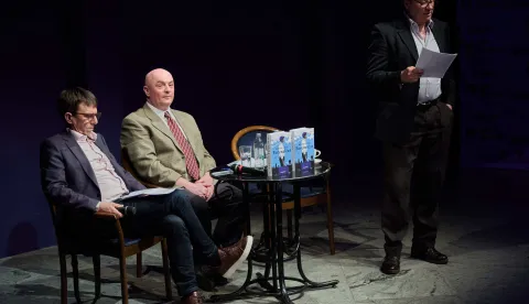 Predstavljanje knjige Romana Pavića "Forenzičar", o kojoj je, uz autora, govorio i Seid Serdarević.Na fotografiji Roman Pavić.foto HINA/ Edvard &Scaron;U&Scaron;AK