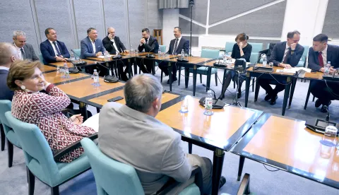 24.04.2026., Zagreb - Odbor za Ustav, Poslovnik i politicki sustav nastavio je 28. sjednicu na kojoj ce pokusati utvrditi listu kandidata za 3 suca Ustavnog suda. Oporba je napustila sjednicu. Photo: Patrik Macek/PIXSELL