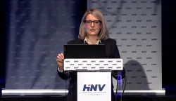 Subotica, 28.04.2026 - U Subotici je u utorak nave?er predstavljena novoosnovana Hrvatska nacionalna vizija (HNV) koju je prva predsjednica toga pokreta Jasna Vojni?, saborska zastupnica HDZ-a iz Srbije, predstavila kao gra?ansku inicijativu s politi?kim ambicijama u zastupanju Hrvata u Srbiji. Na slici Jasna Vojni?. foto HINA/ Josip STANTI?/ ik