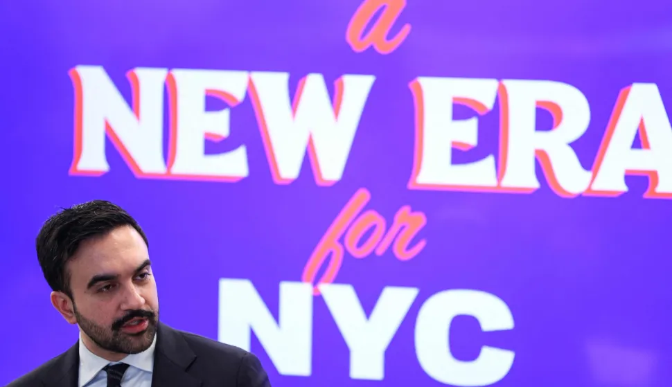 (FILES) New York City Mayor-elect Zohran Mamdani speaks during a press conference to announce the appointment of Sam Levine as a Commissioner of the Department of Consumer and Worker Protection (DCWP) in New York City on December 22, 2025. New York mayor-elect Zohran Mamdani is set to become the US city's first Muslim mayor, and the youthful optimism of his Democratic Socialist platform will be put to the test as he takes office on January 1, 2026, with high expectations. (Photo by CHARLY TRIBALLEAU/AFP)