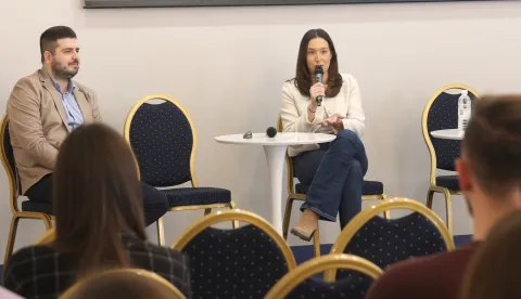 Osijek, 06. 03. 2025, FFOS, mala svečana dvorana Filozofskog fakulteta. Predavanje, "Žene u sportskom novinarstvu", Leonarde Pavić, novinarke i sportske komentatorice. Leonarda Pavić.snimio GOJKO MITIĆ