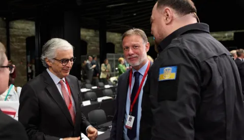 Kopenhagen, 04.05.2026. - Konferencija predsjednika parlamenata država članica EU-a na kojoj sudjeluje i predsjednik Hrvatskog sabora Gordan Jandroković koji je održao govor na prvom panelu konferencije, naslovljenom "Europa u svijetu koji se mijenja: sigurnost, pro&scaron;irenje i uloga parlamenata". Na fotografiji Gordan Jandroković. foto HINA/ Hrvatski Sabor/ Vadym Sarakhan/ ml