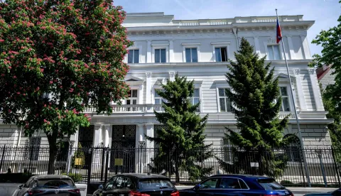 The building of the Embassy of the Russian Federation is pictured in Vienna, Austria on May 4, 2026. Austria said it had expelled three Russian embassy staff on suspicion of spying, with the foreign minister vowing a "change of course" and a crackdown on espionage. The Russian embassy said there would be a "harsh" response. (Photo by Joe Klamar/AFP)