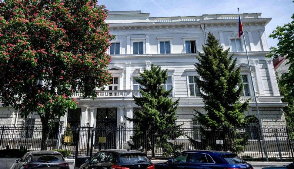 The building of the Embassy of the Russian Federation is pictured in Vienna, Austria on May 4, 2026. Austria said it had expelled three Russian embassy staff on suspicion of spying, with the foreign minister vowing a "change of course" and a crackdown on espionage. The Russian embassy said there would be a "harsh" response. (Photo by Joe Klamar/AFP)