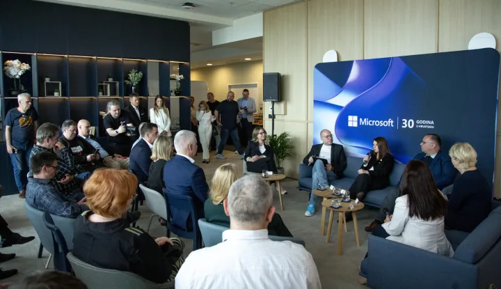 Zagreb, 05.05.2026. - Obilježavanje 30. obljetnice Microsofta u Hrvatskoj, na kojoj je prisustvovao ministra pravosuđa, uprave i digitalne transformacije Damir Habijan, a govorili su i predstavnici vodećih hrvatskih kompanija iz sektora te vodstvo tvrtke Microsoft za Hrvatsku i regiju.foto HINA/ Sa&scaron;a KOLJAN/ sk
