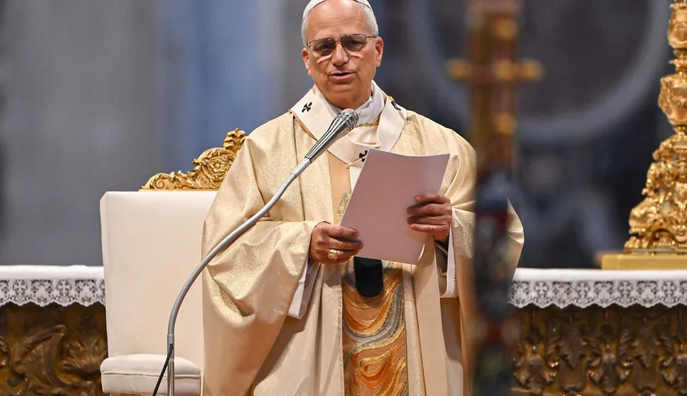 Pope Leo XIV (C) presides over the Holy Mass with Priestly Ordinations, at St Peter's Basilica in the Vatican on April 26, 2026. (Photo by Andreas SOLARO/AFP)