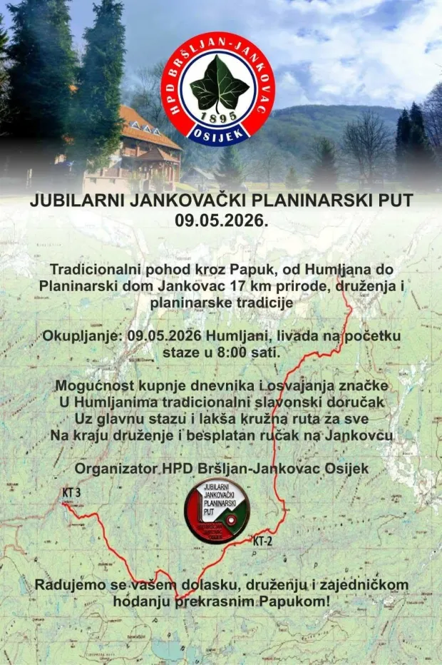 Planinarsko dru&scaron;tvo "Br&scaron;ljan-Jankovac" poziva na subotnje hodanje kroz Papuk!