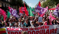 Mathilde Panot, of the French far-left opposition party La France Insoumise (France Unbowed - LFI), attends a demonstration organised by feminist organisations to protest against the French far-right National Rally (Rassemblement National - RN) party, ahead of upcoming French parliamentary elections, in Paris, France, June 23, 2024. REUTERS/Gonzalo Fuentes
