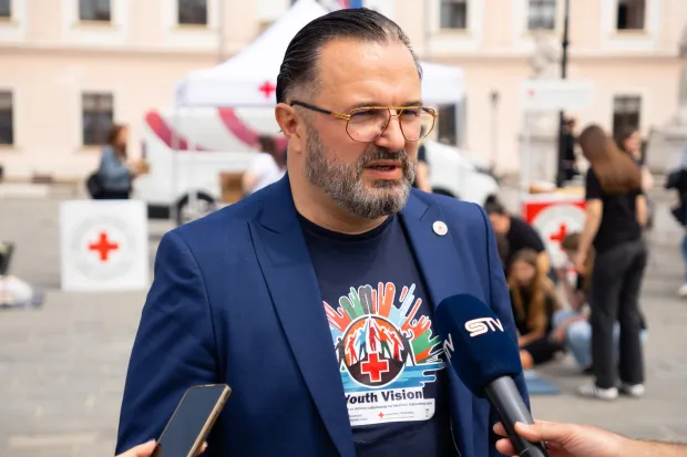 Osijek, 8. 5. 2026., Svjetski dan Crvenog križaGoran Latković; Crveni križ; svjetski dan; obilježavanje; aktivnosti; volonteri; udruge; civilna za&scaron;tita; posjetitelji; program