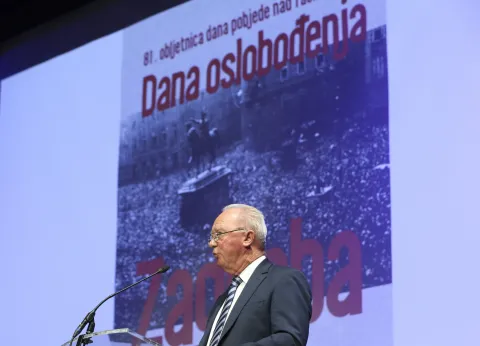 Zagreb, 08.05.2026. - Svečana akademija u povodu obilježavanja 81. obljetnice Dana pobjede nad fa&scaron;izmom i Dana oslobođenja Zagreba. Na fotografiji Franjo Habulin. foto HINA/ Lana SLIVAR DOMINIĆ/ lsd