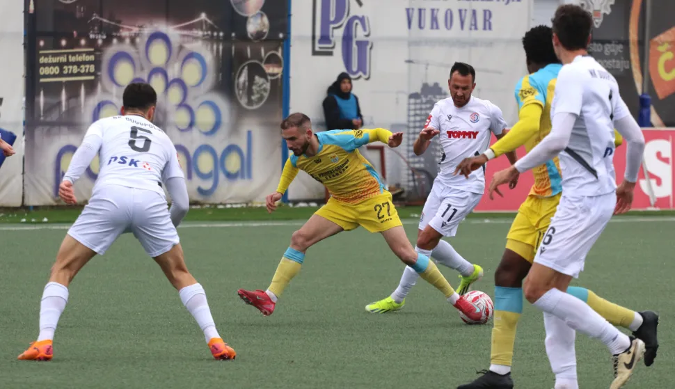 Bijelo Brdo, 21. 02. 2026, Stadion u Bijelom Brdu, nogomet, BSK - Dugopolje, SuperSport Prva NL 25/26. snimio GOJKO MITIĆ