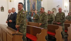 Osijek, 12. 05. 2026, Crkva Sv. Mihaela, Tvrđa. Obilježavanje Dana Vojne kaplelanije Sv. Leopolda Bogdana Mandića. Misa. Josip Miletić i Tihomir Florijančić.snimio GOJKO MITIĆ