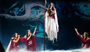 Croatian singers of band Lelek and representing Croatia with the song 'Andromeda' perform during the first semi-final of the Eurovision Song Contest 2026 (ESC) at Wiener Stadthalle in Vienna, Austria on May 12, 2026. (Photo by Tobias SCHWARZ/AFP)