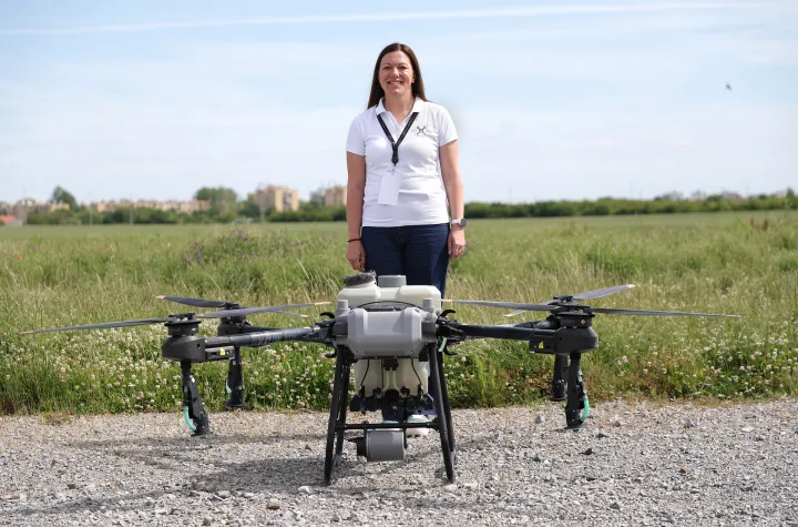 Osijek, 15. 05. 2026., GC, OSIJEK DRON EXPO, drugi dan, sajam, demostracija opreme, dron, Ivana Rendulić Jelu&scaron;ić - Alti-Agro; poljoprivredni dronSNIMIO BRUNO JOBST
