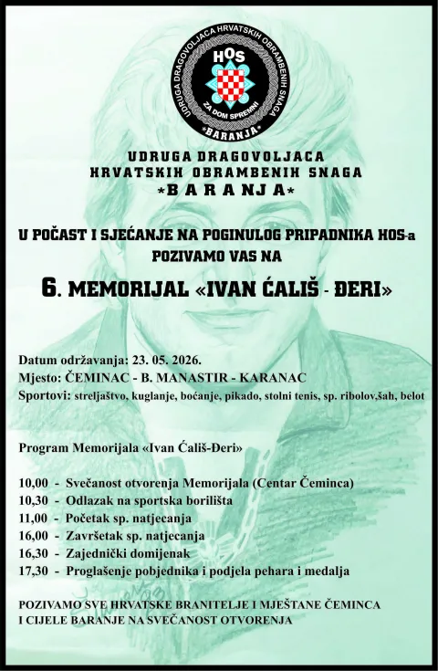 Na 6. Memorijalu "Ivan Ćali&scaron; - Đeri" sudjeluje vi&scaron;e od 25 udruga
