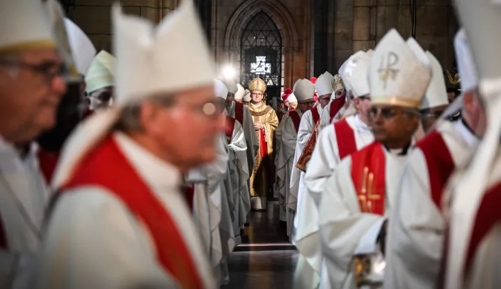 Archbishop Mons. Stanislav Pribyl arrives at St Vitus Cathedral during the eucharistic celebrations where he is being installed as the Archbishop of Prague and new head of Czech Republic's Roman Catholic Church, on April 25, 2026, in Prague, Czech Republic. (Photo by Michal Cizek/AFP)
