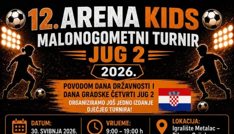 Povodom Dana državnosti i Dana gradske četvrti Jug 2 organiziramo jo&scaron; jedno izdanje dječjeg malonogometnog turnira koje će okupiti velik broj mladih nogometa&scaron;a, sportskih prijatelja i ljubitelja nogometa!ARENA KIDS NA BIKARI
