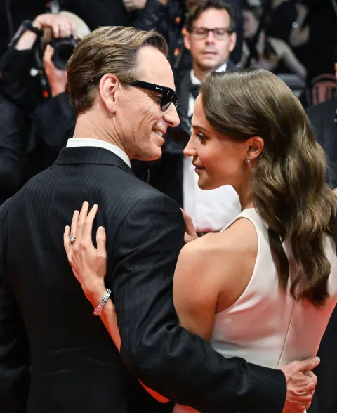 Premiere of "Hope" by director Na Hong-jin at the Palais des Festivals. Actors Alicia Vikander (right) and Michael Fassbender at the premiere.Credit: Anatoliy Zhdanov/Kommersant Photo/Sipa USA Photo: Kommersant Photo Agency/SIPA USA