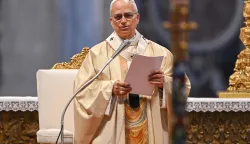 Pope Leo XIV (C) presides over the Holy Mass with Priestly Ordinations, at St Peter's Basilica in the Vatican on April 26, 2026. (Photo by Andreas SOLARO/AFP)