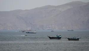 Ships and boats in the Strait of Hormuz, Musandam, Oman, April 22, 2026. REUTERS/Stringer Photo: STRINGER/REUTERS