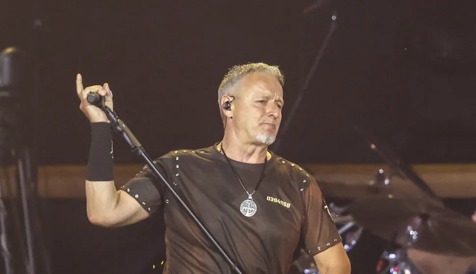 Zagreb, 05.07.2025 - Koncert Marka Perkovića Thompsona na zagrebačkom Hipodromu. Na slici Marko Perkoivć Thompson na pozornici.foto HINA/ Damir SENČAR/ ds