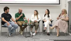 Osijek, 09. 06. 2026., IT centar, Osječki Najosmaš 2026,Najosmaš, meetup, Future Gen, Glas Slavonije, dodjela nagrada, svečanost, završna svečanost, Lovro Žada; Vjekoslav Kopačin; Nera Keglević; Dunja Primožić; Ivana Rab Guljaš - moderatoricaSNIMIO BRUNO JOBST