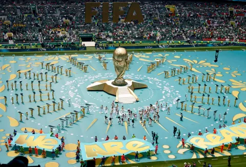 Artists perform during the opening ceremony ahead of the 2026 World Cup Group A football match between Mexico and South Africa at the Mexico City Stadium in Mexico City on June 11, 2026. (Photo by Rodrigo OROPEZA/AFP)