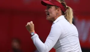 Croatia's Donna Vekic reacts against Britain's Katie Boulter during their women's singles semi-final tennis match at the HSBC WTA Championships at Queen's Club in west London on June 13, 2026. (Photo by Adrian Dennis/AFP)