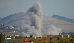 Smoke rises from the site of an Israeli airstrike that targeted the southern Lebanese village of Kfar Tibnit on June 13, 2026. Lebanon reported Israeli strikes on the country's south on June 13 as the Israeli army issued evacuation warnings for more than 20 locations including the city of Nabatieh ahead of raids there. (Photo by Abbas FAKIH/AFP)