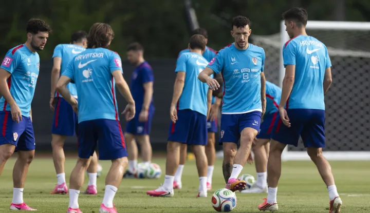 Alexandria, 12.06.2026 - Trening hrvatske nogometne reprezentacije. Na fotografiji Martin Baturina, Luka Modrić, Ivan Peri&scaron;ić, Nikola Moro. foto HINA/ Daniel KASAP/ dk