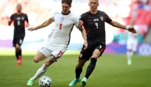 London, 13.06.2021 - Utakmica 1. kola D skupine Europskog nogometnog prvenstva, Engleska - Hrvatska na Wembley stadionu u Londonu. Na slici Ivan Periљic, John Stones.foto HINA/ Daniel KASAP/ ds