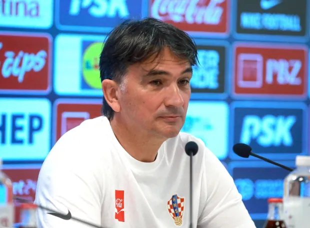 Rijeka, 06.06.2026. - Zadnjeg dana priprema Hrvatske nogometne reprezentacije za Svjetsko nogometno prvenstvo 2026 na stadionu Rujevica u Rijeci selektor reprezentacije Zlatko Dalić i reprezentativac Josip Stani&scaron;ić održali su konferenciju za medije. Na fotografiji Zlatko Dalić. foto HINA/ Miljenko KLEPAC/ mk