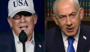 (COMBO) This combination of pictures created on February 28, 2026 shows a screen grab from an eight minute video posted by US President Donald Trump (L) on his X account showing Donald Trump making a statement regarding the United States strikes on Iran, on February 28, 2026 and a screen grab from a handout video released by Israel's Government Press Office (GPO) showing Prime Minister Benjamin Netnayahu (R) giving a televised address from his office in Jerusalem on February 28, 2026. Israeli Prime Minister Benjamin Netanyahu held a telephone call with US President Donald Trump on Saturday, the Israeli leader's office said, after the two countries launched attacks on Iran. (Photo by Handout/various sources/AFP)/- Israel OUT/RESTRICTED TO EDITORIAL USE - MANDATORY CREDIT "AFP PHOTO/HANDOUT TRUTH SOCIAL @realDonaldTrump/ HANDOUT ISRAEL GPO" - NO MARKETING - NO ADVERTISING CAMPAIGNS - DISTRIBUTED AS A SERVICE TO CLIENTS