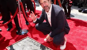 Spanish actor Javier Bardem poses during his hand and footprint ceremony at the TCL Chinese Theatre in Hollywood, California, on June 16, 2026. (Photo by VALERIE MACON/AFP)