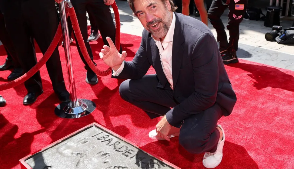 Spanish actor Javier Bardem poses during his hand and footprint ceremony at the TCL Chinese Theatre in Hollywood, California, on June 16, 2026. (Photo by VALERIE MACON/AFP)