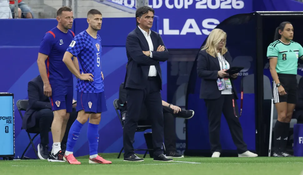 Dallas, 17.06.2026 - Utakmica 1. kola L skupine Svjetskoga nogometnoga prvenstva Engleska - Hrvatska. Na slici izbornik Hrvatske nogometne reprezentacije Zlatko Dalić, Andrej Kramarić.foto HINA/ Daniel KASAP/ ds
