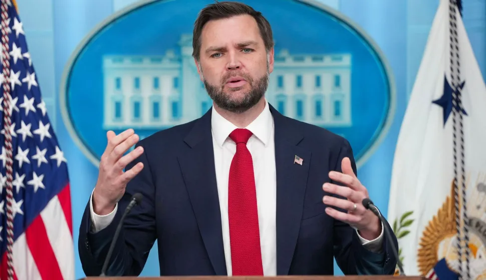 US Vice President JD Vance speaks during a press briefing in the Brady Briefing Room of the White House in Washington, DC, on June 18, 2026. (Photo by Ken Cedeno/AFP)