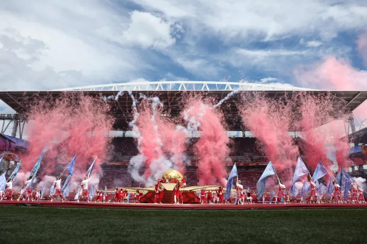 TORONTO, ONTARIO - JUNE 12: Elyanna and Jessie Reyez perform during the Opening Ceremony before the FIFA World Cup 2026 Group B match between Canada and Bosnia and Herzegovina at Toronto Stadium on June 12, 2026 in Toronto, Ontario. Charlotte Wilson/Getty Images/AFP (Photo by Charlotte Wilson/GETTY IMAGES NORTH AMERICA/Getty Images via AFP)