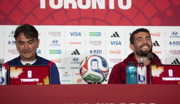 Toronto, 22.06.2026 - Konferencija za medije trenera Hrvatske Zlatka Dalića i Matea Kovačića. Na fotografiji Zlatko Dalić, Mateo Kovačić.foto HINA/ Daniel KASAP/ dk
