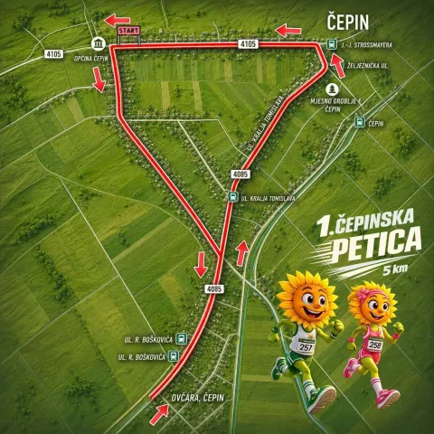 U petak se trči &ldquo;1. Čepinska PETICA&rdquo;. Pogledajte rutu utrke
