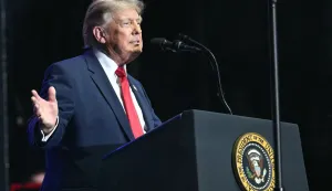 US President Donald Trump speaks during the kick-off celebration for the "Great American State Fair" on the National Mall in Washington, DC, June 24, 2026. The "Great American State Fair" will be held from June 25 to July 10, 2026, to celebrate the 250th anniversary of US independence. (Photo by Mandel NGAN/AFP)