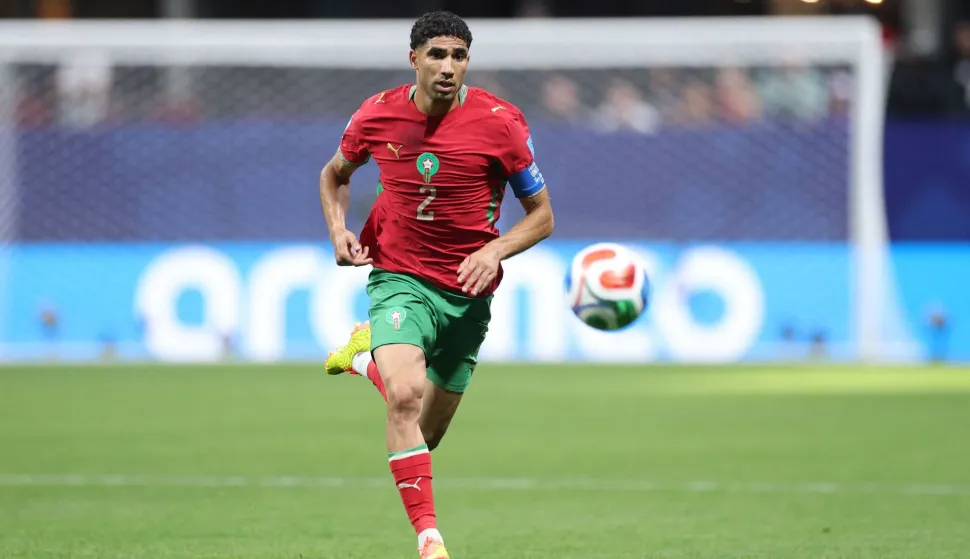 (FILES) ATLANTA, GEORGIA - JUNE 24: Achraf Hakimi #2 of Morocco controls the ball during the FIFA World Cup 2026 Group C match between Morocco and Haiti at Atlanta Stadium on June 24, 2026 in Atlanta, Georgia. Kevin C. Cox/Getty Images/AFP. Achraf Hakimi, whose referral to trial for rape was confirmed by the courts on June 19, 2026 is lodging an appeal with the Court of Cassation, a source close to the case told AFP on June 26, 2026. (Photo by Kevin C. Cox/GETTY IMAGES NORTH AMERICA/AFP)