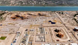 This aerial photograph shows the Nahr Bin Umar Oil and Gas Field on the outskirts of the southern Iraqi city of Basra on April 29, 2026. Earlier this month, Baghdad said it had reached "understandings" with the United States and Iran to reduce the impact of the Hormuz blockade on Iraqi oil exports. (Photo by Hussein FALEH/AFP)