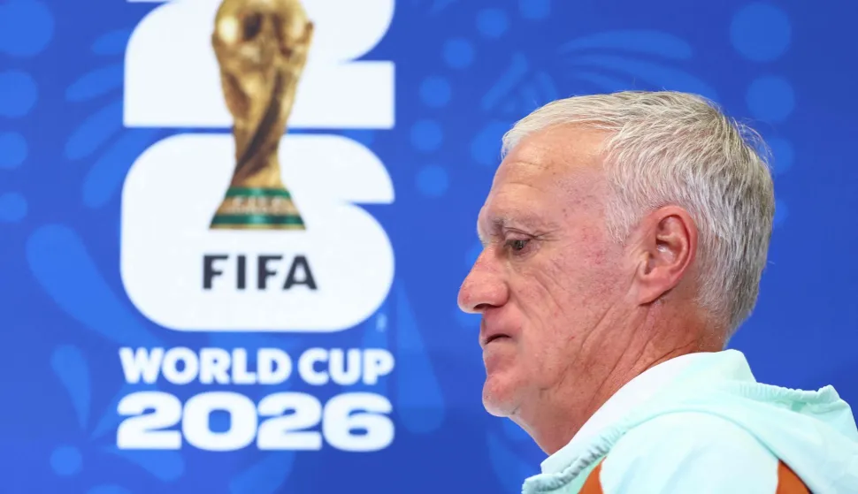 France's head coach Didier Deschamps attends an MD-1 press conference at the Philadelphia Stadium in Philadelphia on July 3, 2026, on the eve of the 2026 World Cup round of 16 football match between Paraguay and France. (Photo by FRANCK FIFE/AFP)