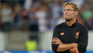 GERMANY SOCCER UEFA CHAMPIONS LEAGUE PLAY OFFepa06146122 Liverpool's head coach Juergen Klopp looks on during the UEFA Champions League play off first leg match between TSG 1899 Hoffenheim and FC Liverpool in Sinsheim, Germany, 15 August 2017. EPA/RONALD WITTEK