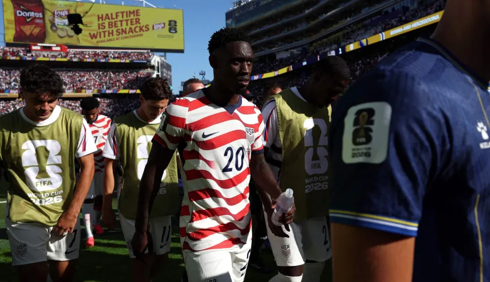 SANTA CLARA, CALIFORNIA - JULY 01: Folarin Balogun #20 of the United States walks down the tunnel at half time during the FIFA World Cup 2026 Round of 32 match between USA and Bosnia and Herzegovina at San Francisco Bay Area Stadium on July 01, 2026 in Santa Clara, California. Charlotte Wilson/Getty Images/AFP (Photo by Charlotte Wilson/GETTY IMAGES NORTH AMERICA/Getty Images via AFP)
