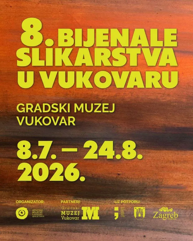 U Gradskom muzeju Vukovar u srijedu, 8. srpnja otvara se 8. bijenale slikarstva koje, u organizaciji Hrvatskog dru&scaron;tva likovnih umjetnosti, Vukovarcima donosi pregled najaktualnije dvogodi&scaron;nje produkcije suvremenog hrvatskog slikarstva.