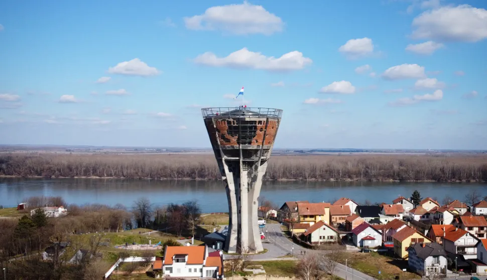 slobodnjak, vukovar, vodotoranj, iz zraka, dunav, veljaca 2022snimio: mario mihaljevic